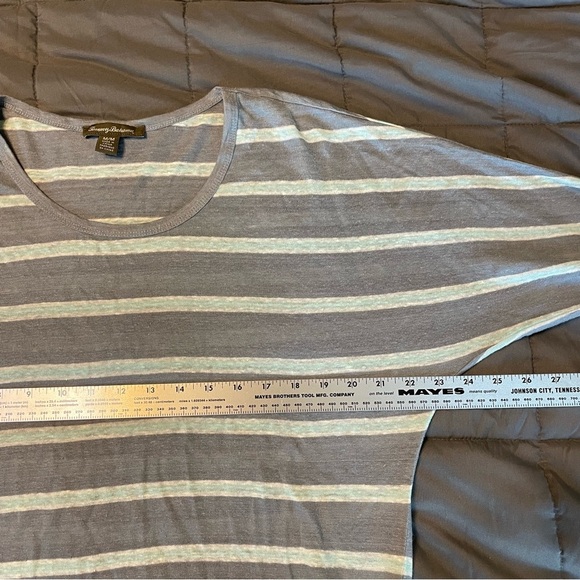 Tommy Bahama 100% linen striped blue dolman batwing 3/4 sleeve top size M - Picture 3 of 8